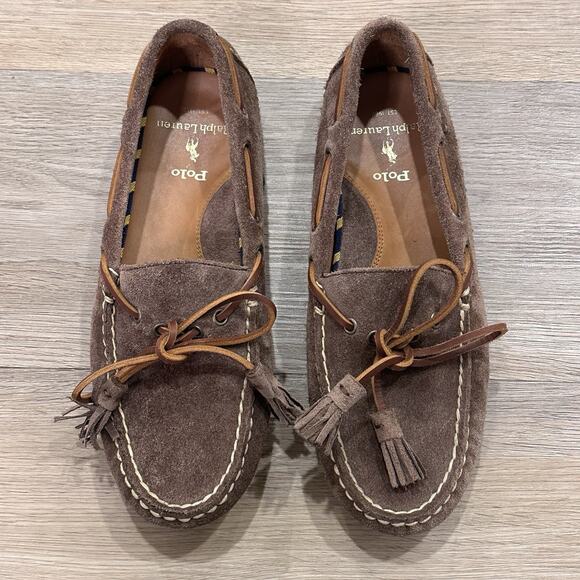 Polo Ralph Lauren Anders Loafer Men’s Sz 7 Driving Suede Leather Tassels Shoes - Picture 4 of 13